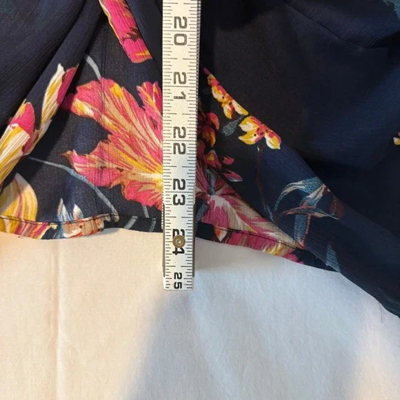 UMGEE Women Medium Navy Floral Twist Front Kimono Sleeve Top Oversized Bloomcore - Picture 6 of 8